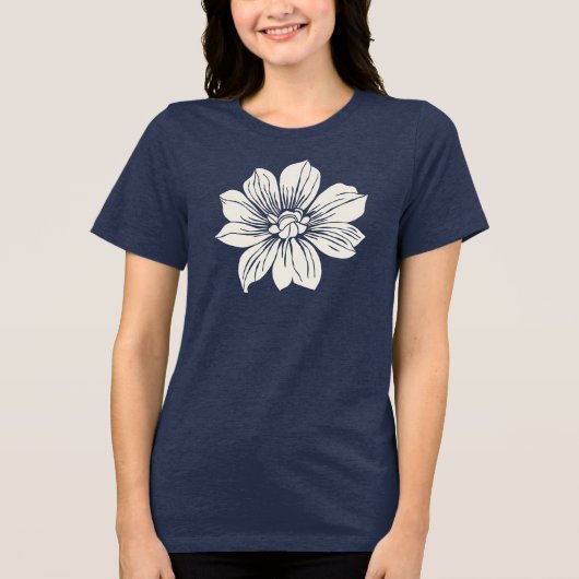 Weiße Blume Tri-Blend Shirt (Vorderseite)