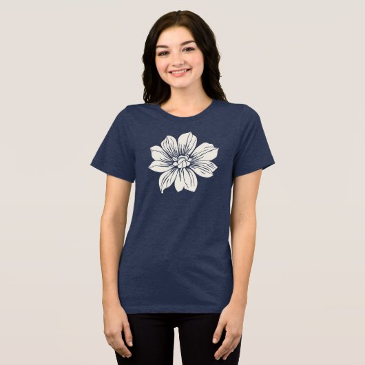 Weiße Blume Tri-Blend Shirt (Vorderseite voll)