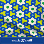 Weiße Blume über blaue und grüne geometrische Blum Kissen