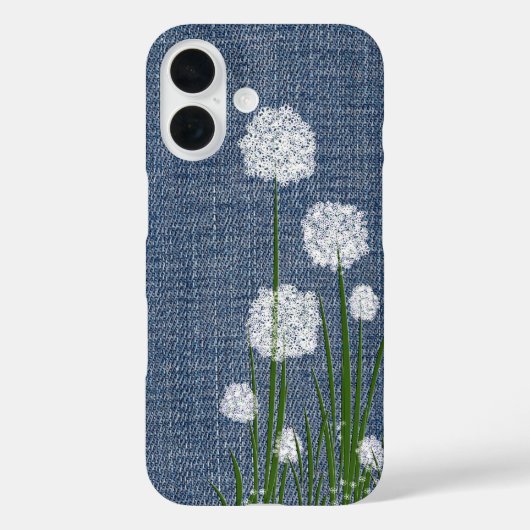 Weiße Blume über Denim Case-Mate iPhone Hülle (Rückseite)