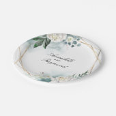 Weiße Blume und Aquarellwiesen Elegant Pappteller (Schrägansicht)