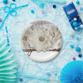 Weiße Blume und Birken Rustikales Glam Brautparty Pappteller (Party)