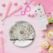 Weiße Blume und Birken Rustikales Glam Brautparty Pappteller (Party)