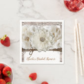 Weiße Blume und Birken Rustikales Glam Brautparty Serviette (Beispiel)