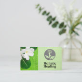 Weiße Blume und Blätter | ganzheitlich Visitenkarte (Stehend Vorderseite)