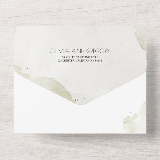 Weiße Blume und Boho Greenery Elegante Hochzeit All In One Einladung (Rückseite)