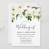 Weiße Blume und Creme Elegante Hochzeit Einladung (Vorderseite)