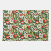 Weiße Blume und Erdbeere Geschirrtuch (Horizontal)