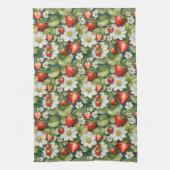 Weiße Blume und Erdbeere Geschirrtuch (Vertikal)