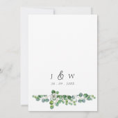 Weiße Blume und Eukalyptus Wedding Einladung (Rückseite)