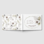 Weiße Blume und Federn Gästebuch (Voll)