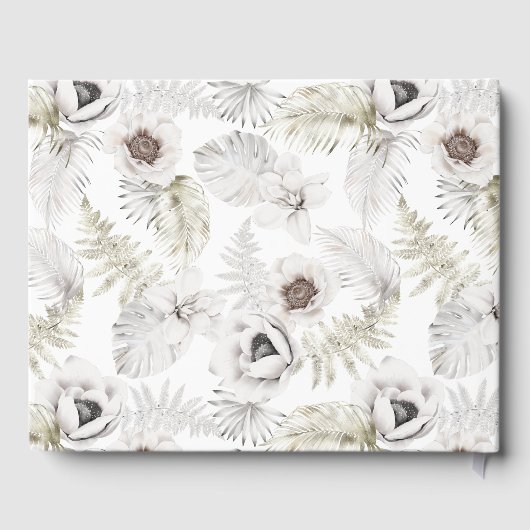 Weiße Blume und Federn Gästebuch (Rückseite)