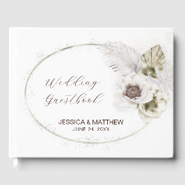 Weiße Blume und Federn Gästebuch