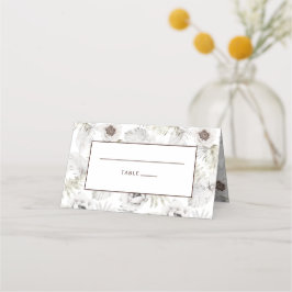 Weiße Blume und Federn Platzkarte