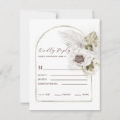 Weiße Blume und Federn RSVP Karte (Vorderseite)