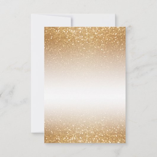 Weiße Blume und Gold Glitzer Save The Date (Rückseite)