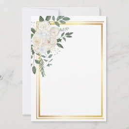 Weiße Blume und goldener Rahmen Einladung