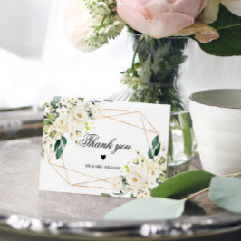 Weiße Blume und Goldrahmen Dankeskarte