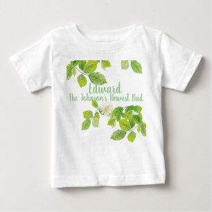 Weiße Blume und Grüne Blätter Garten Baby T-shirt