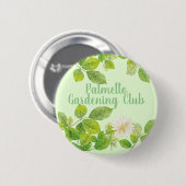 Weiße Blume und Grüne Blätter Garten Button (Vorne & Hinten)