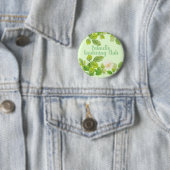 Weiße Blume und Grüne Blätter Garten Button (Beispiel)