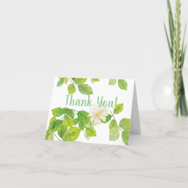 Weiße Blume und Grüne Blätter Garten Dankeskarte