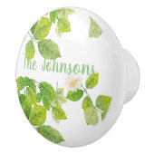 Weiße Blume und Grüne Blätter Garten Keramikknauf (Rechts)