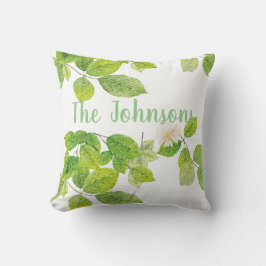 Weiße Blume und Grüne Blätter Garten Kissen