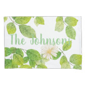 Weiße Blume und Grüne Blätter Garten Kissenbezug (Vorderseite)