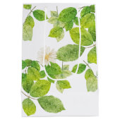 Weiße Blume und Grüne Blätter Garten Mittlere Geschenktüte (Rückseite)