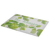 Weiße Blume und Grüne Blätter Garten Schneidebrett (Ecke)