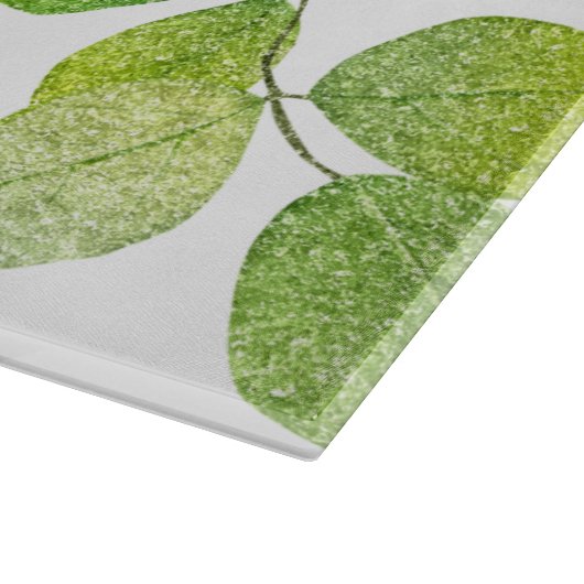 Weiße Blume und Grüne Blätter Garten Schneidebrett (Ecke)