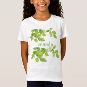 Weiße Blume und Grüne Blätter Garten T-Shirt