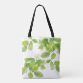 Weiße Blume und Grüne Blätter Garten Tasche (Rückseite)