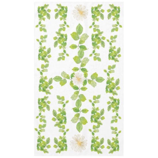 Weiße Blume und Grüne Blätter Garten Tischdecke (Vorderseite)