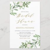 Weiße Blume und Grüne Bridal Dusche Einladung (Vorderseite)