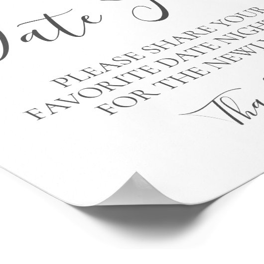 Weiße Blume und Grüne Datum Jar Sign Hochzeit Poster (Ecke)