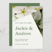 Weiße Blume und Grüne Einladung zur Hochzeit (Vorne/Hinten)