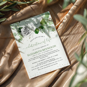 Weiße Blume und Grüne Feier des Lebens Einladung