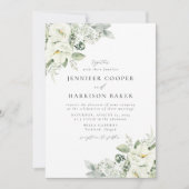 Weiße Blume und Grüne Hochzeit Einladung (Vorderseite)