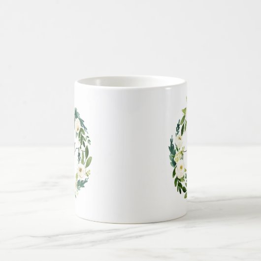 Weiße Blume und Grüne Hochzeitsfeier - Tasse - Mrs (Mittel)