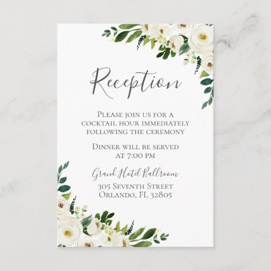 Weiße Blume und grüne Hochzeitskarten Begleitkarte (Vorderseite)