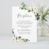 Weiße Blume und grüne Hochzeitskarten Begleitkarte (Stehend Vorderseite)