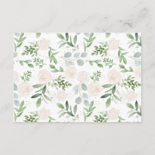 Weiße Blume und Grüne Hochzeitsunterkünfte Begleitkarte (Rückseite)