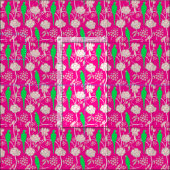 WEISSE BLUME UND GRÜNE TEILE AUF PINK STOFF (Kachel)