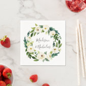 Weiße Blume und grüner Kranz Hochzeit von Napkins Serviette (Beispiel)