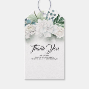 Weiße Blume und Grünpflanzen Elegant Geschenkanhänger