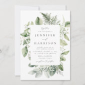 Weiße Blume und Grünrahmen Einladung (Vorderseite)