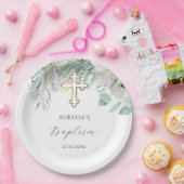 Weiße Blume und Grüntaufe Papiere Teller (Party)