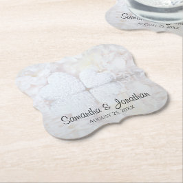 Weiße Blume und Herz-Reflektionen Hochzeit Untersetzer